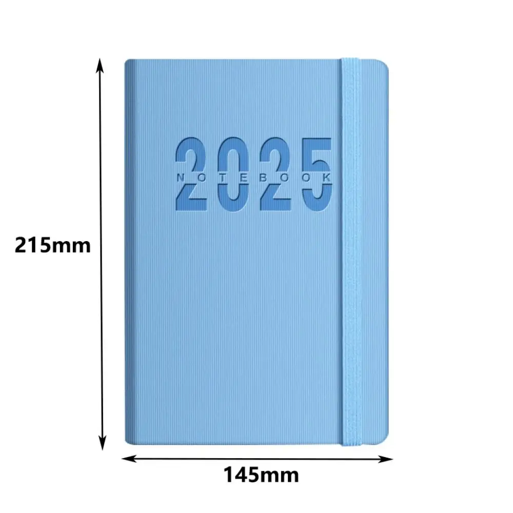 2025 A5 Textured PU Portable Agenda Book English Calendar Book Notepads Creative Daily Planner Reminder Desktop Date Calendar