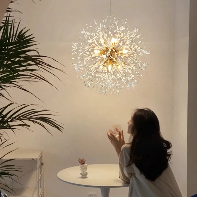 Lámpara de araña de cristal para comedor, bombilla LED colgante de diseño nórdico, decoración moderna para el hogar, lámparas de techo para sala de estar y dormitorio