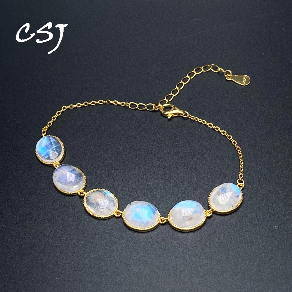

Trendy Natural Blue Moonstone Bracelets Sterling 925 Silver Moss Agate 8*10mm Fine Jewelry for Women Wedding Birthday Party G