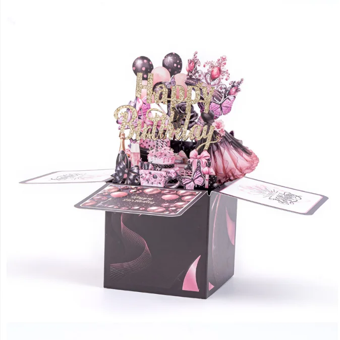 3D Paper Sculpture Pop-Up Box Personalized Handwritten Birthday Card Festival Theme Multi-Occasion Gifting with Unique Design