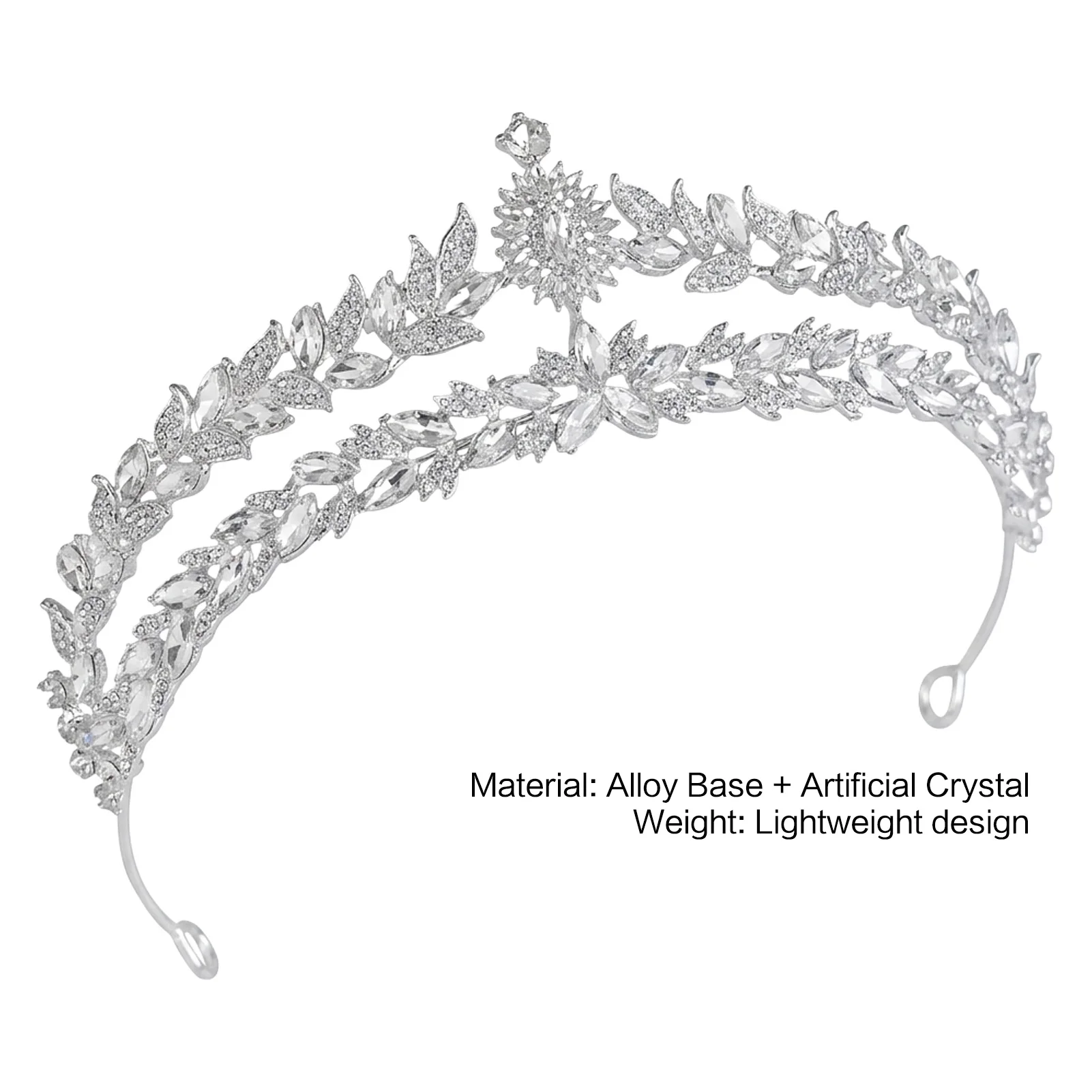 Bridal Tiara Sparkling Wedding Headpiece for Brides Elegant Party Hair Accessory Lightweight Silver Jewelry view 6
