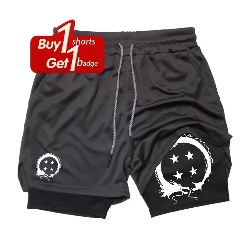 Pantaloncini grafici Dragon Ball Estate Uomo 2 in 1 Compressione Atletica Pantaloncini ad asciugatura rapida Allenamento in palestra Pantaloncini da allenamento per corsa Costumi da bagno