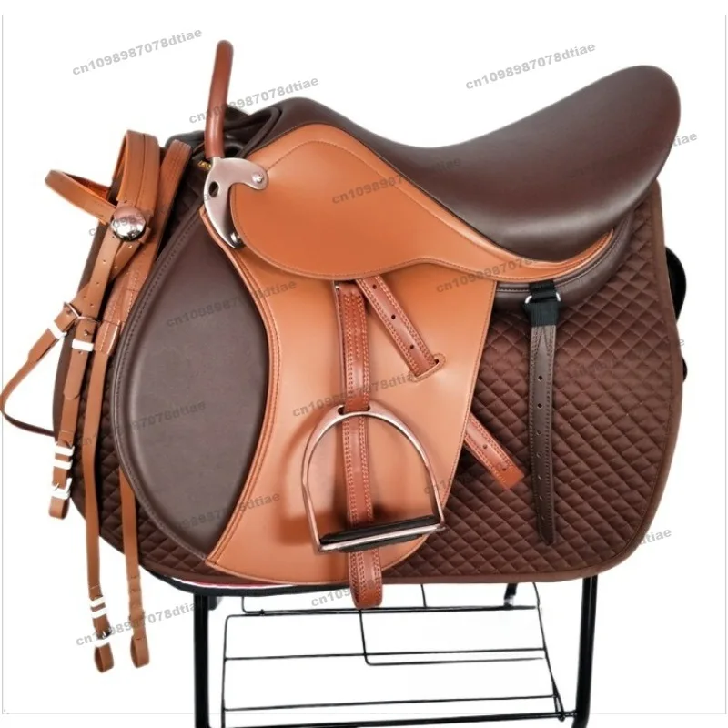 New English Comprehensive Saddle Double Belly with Saddle Size Short Horse Coach Equestrian Special Saddle