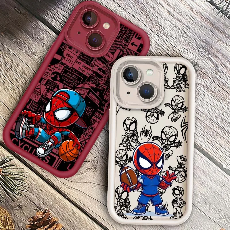 

Spider-Man Basketball Cool Phone Case For Apple iPhone 16 15 14 13 12 11 Pro Max Plus Eye Ladder Soft TPU Silicone Cover