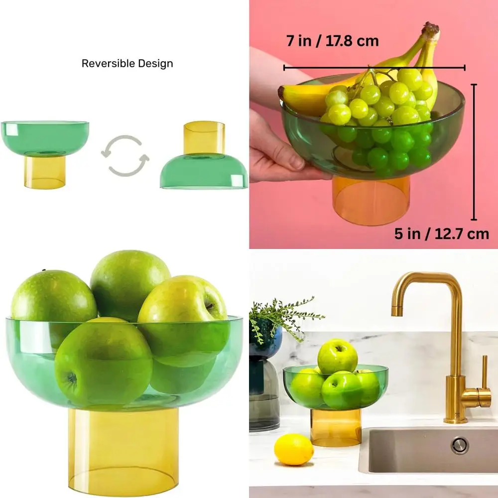 

7 Green & Yellow Decorative Glass Bowl - Perfect for Entertaining, Centerpieces, Gifts & Special Occasions