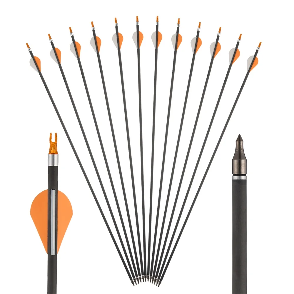 Toparchery 31.5 Inch Archery Carbon Arrows ID 6.2 Mm Spine 400 With TPU Feather For Outdoor Shooting Hunting Accessories