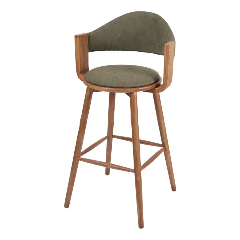 Modern Nordic Simple High Chair Factory Wholesale Soft Bag Solid Wood Bar Desk With Arms For Kitchen Dining Outdoor Cafe Use
