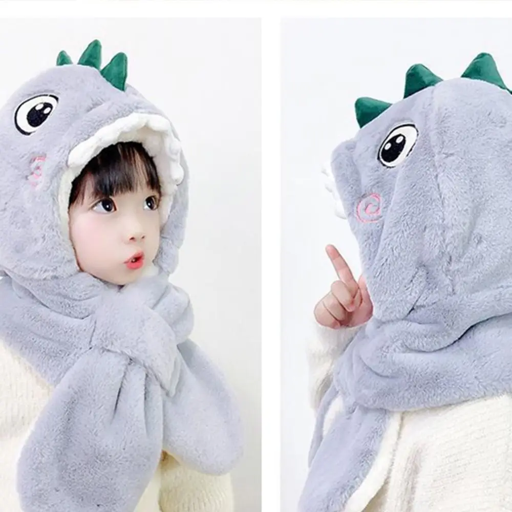 Cute Comfortable Soft Scarf Integrated Cap Pullover Hat Cold-proof Ear-flap Windproof  Baby Hat Bonnet Winter Cap