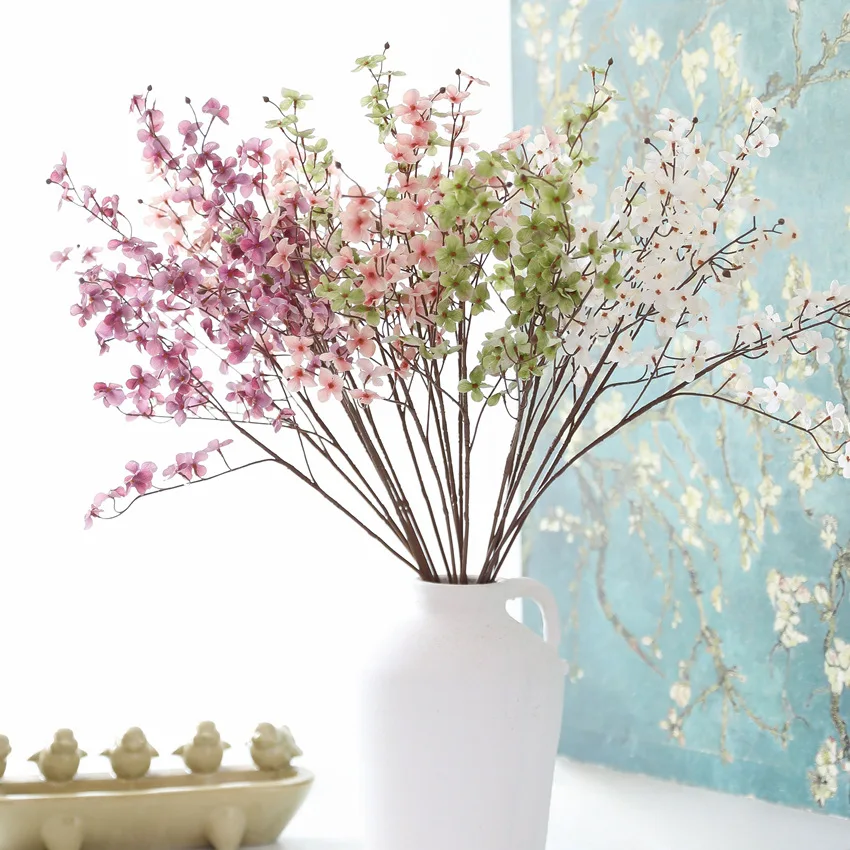 6 Stück künstliche Kirschblütenzweige mit 4 Gabeln, Heim- und Raumdekoration, Hochzeit, Blumenarrangement, Party, Tischdekoration, künstliche Blumen – Detail 2