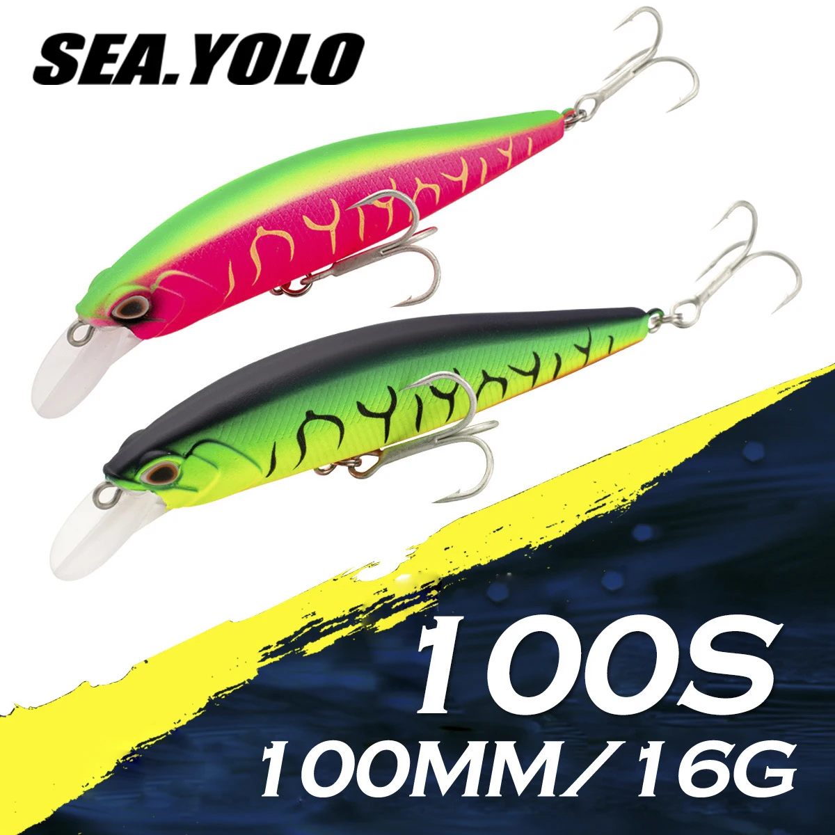 

Sea. Yolo Ultra Long-range Suspended Minnow Lure Bait Treble Hook Biomimetic Hard Bait Curling Mouth Bass Lure Fishing Goods