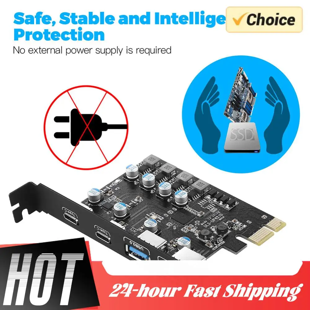 

Expansion Board 2*USB A Port+2*USB C Port/USB3.2 GEN1 USB3.0 PCI Extension Card for Windows7/8/10/11/MacOS/Linux