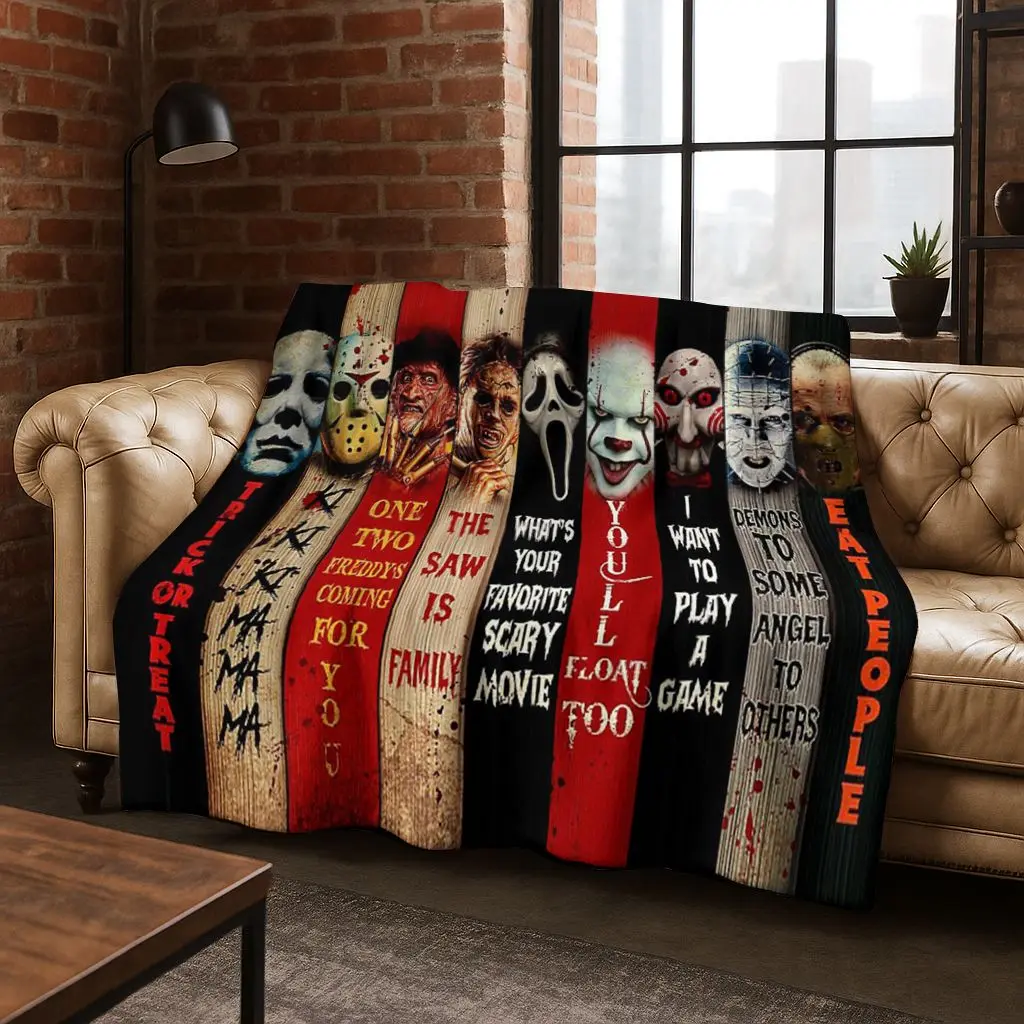 الرعب تشاكي Pennywise مهرج هالوين المنشار فريدي كروجر الفانيلا بطانية لينة بطانية دافئة لغرفة النوم غرفة المعيشة السرير نزهة