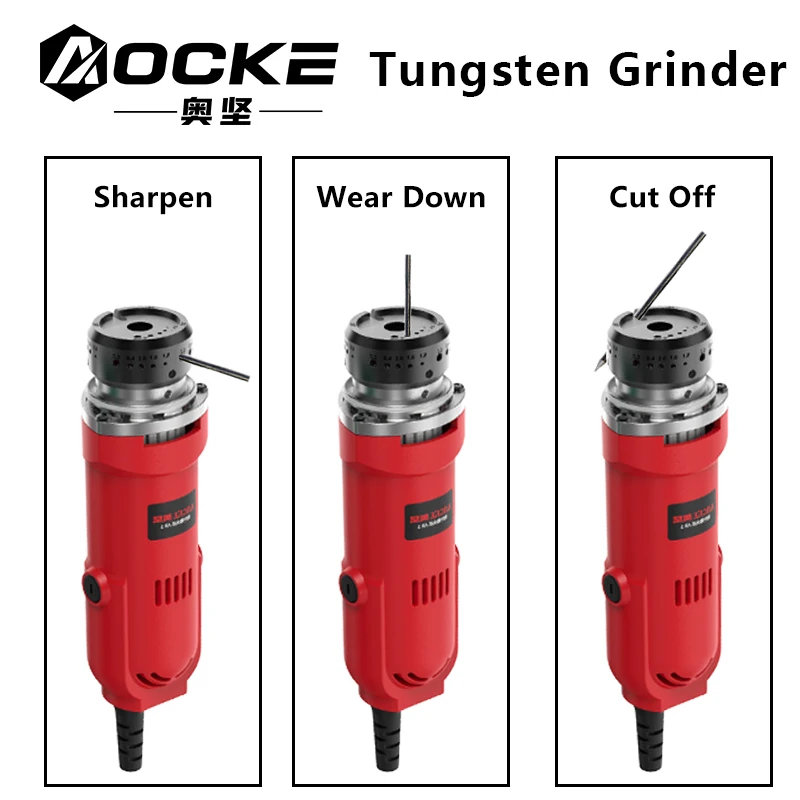 Imagem -05 - Aocke-elétrica Handheld Tungsten Electrodo Grinder Portátil Tungsten Sharpener para Soldagem Eletrodo Dustproof 15 ° 30 ° 45 ° 220v