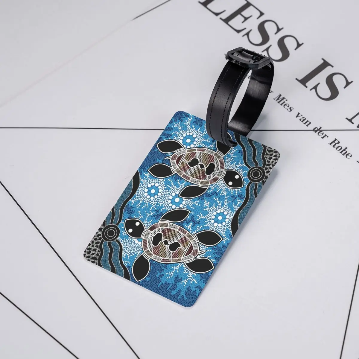 ป้ายติดกระเป๋าเดินทางลายเต่าทะเล ศิลปะชนพื้นเมืองออสเตรเลีย ป้ายติดกระเป๋าเดินทาง ป้ายปกปิดข้อมูลส่วนตัว