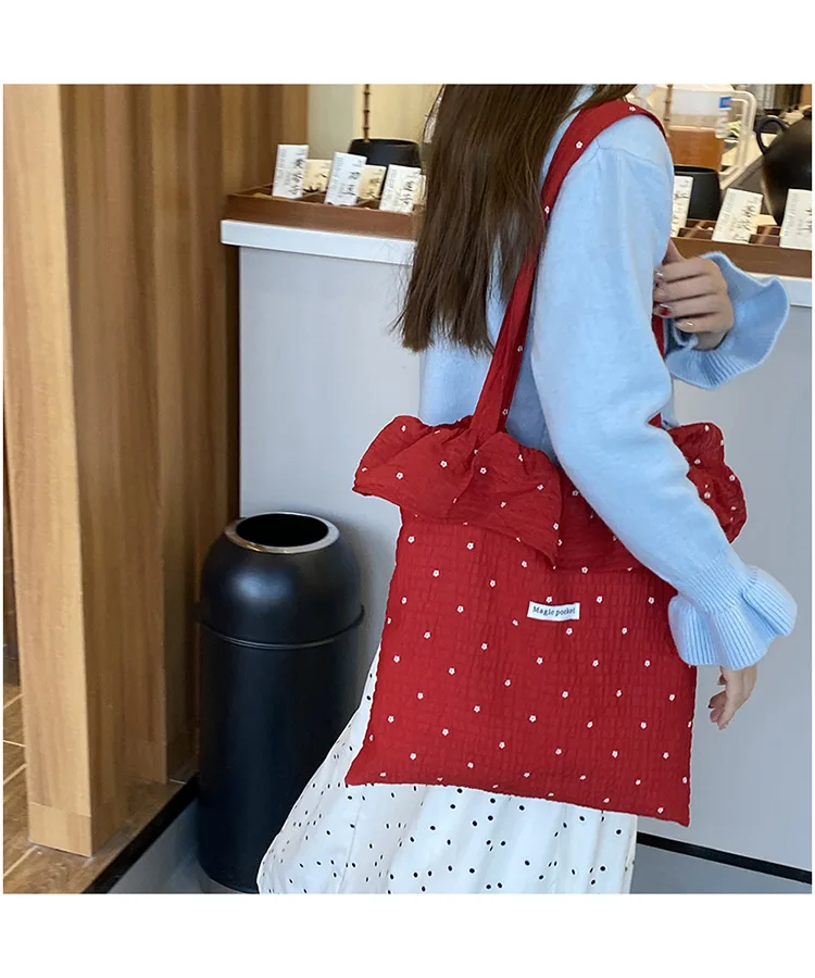 Bolso de hombro de gasa con punto ondulado que combina con todo, bolso de malla de hadas de gran capacidad, bolso de viaje, bolso de mano de estilo coreano para mujer