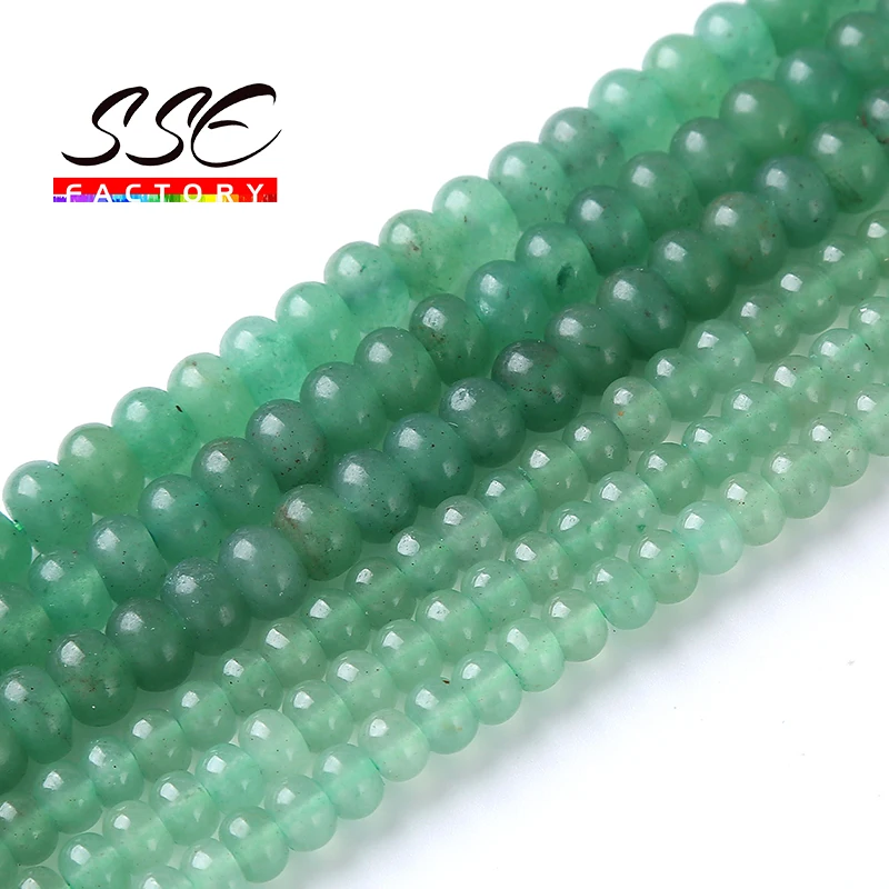 Natural Green Aventurine Round Loose Flat Polish Spacers Stone Beads For Jewelry Making DIY Bracelets Energy Healing Beads 15