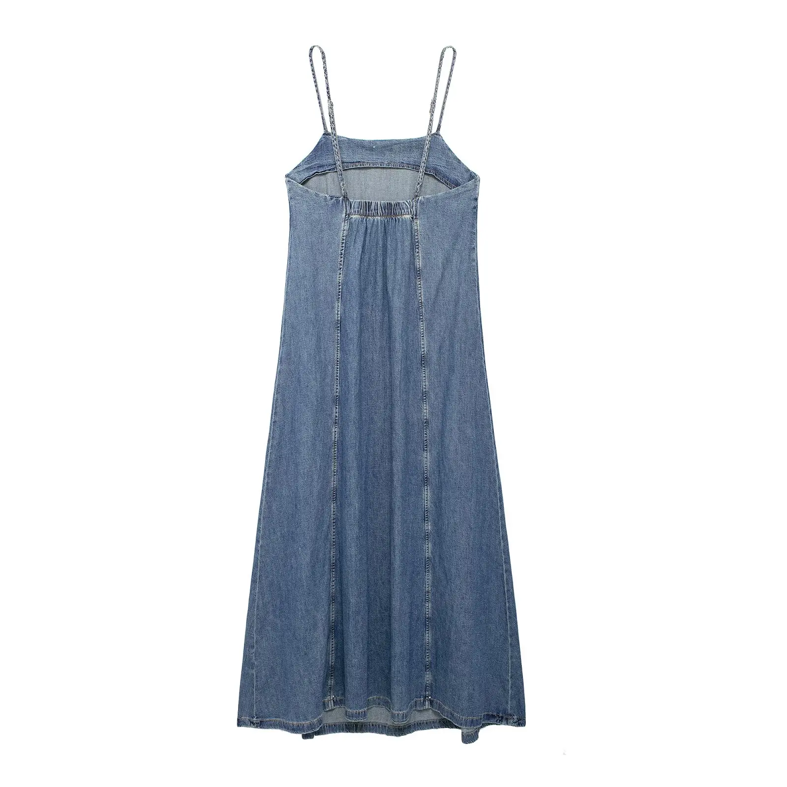 Vestido midi jeans sem mangas para mulher, moda casual chique, versão solta, retrô, novo, 2022