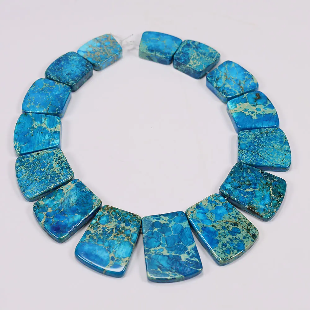 APDGG Blue Sea Sediment Jasper Imperial Turquoise Top Drilled Slab Strand Beads Jewelry Making DIY