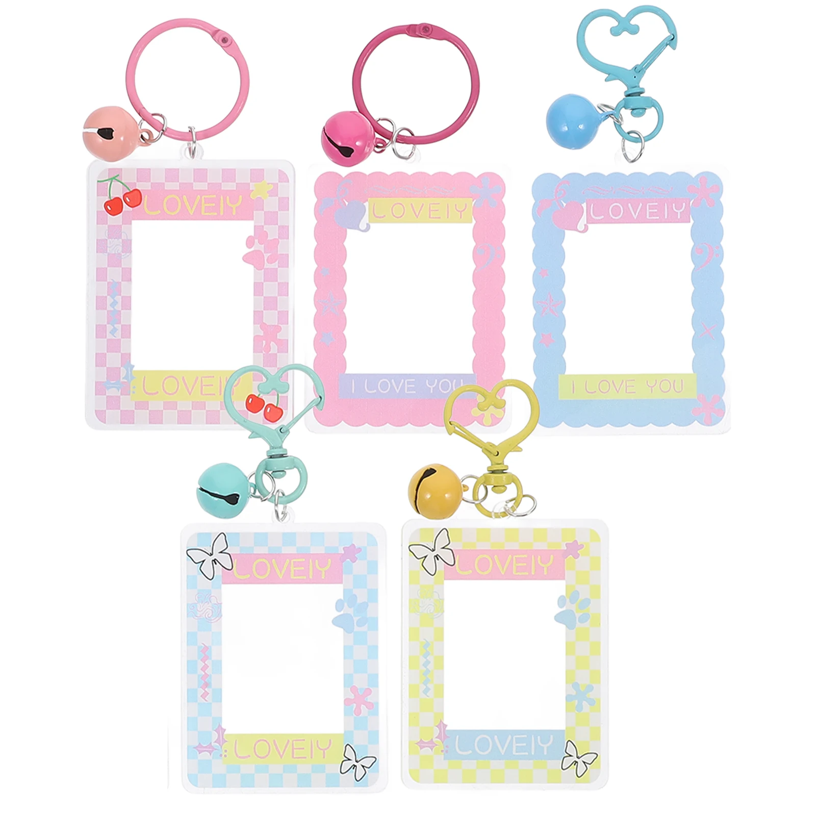 

5pcs Photo Frame Keychains Cute Cartoon Shaped Pendants Lightweight Portable Bag Decor Hanging Accessories Keychain Charms