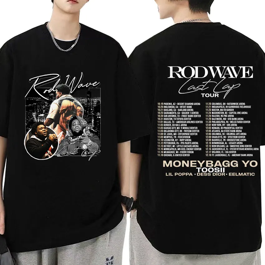 Rapper Rod Wave Last Lap Tour T Shirt Men's Retro High Quality Fashion T-shirts Hip Hop Oversized Cotton T-shirt Streetwear