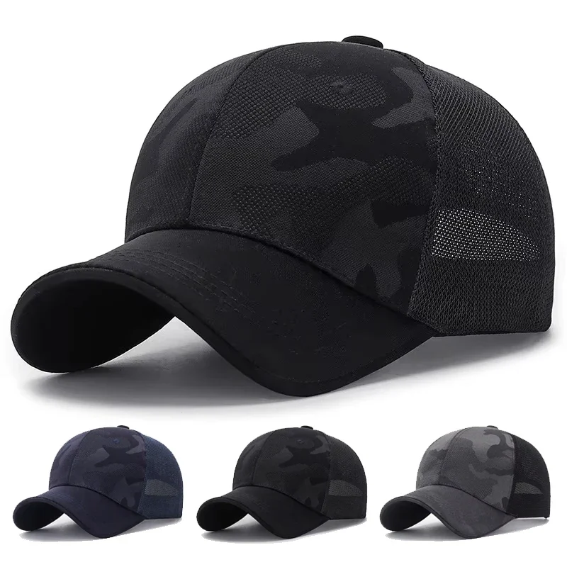 Unisex Leichte Tarnmuster-Baseballkappen mit Netzstoff für Frühling und Sommer, Atmungsaktive Sonnenschutz-Mütze, Verstellbare Lässige Trucker-Hüte
