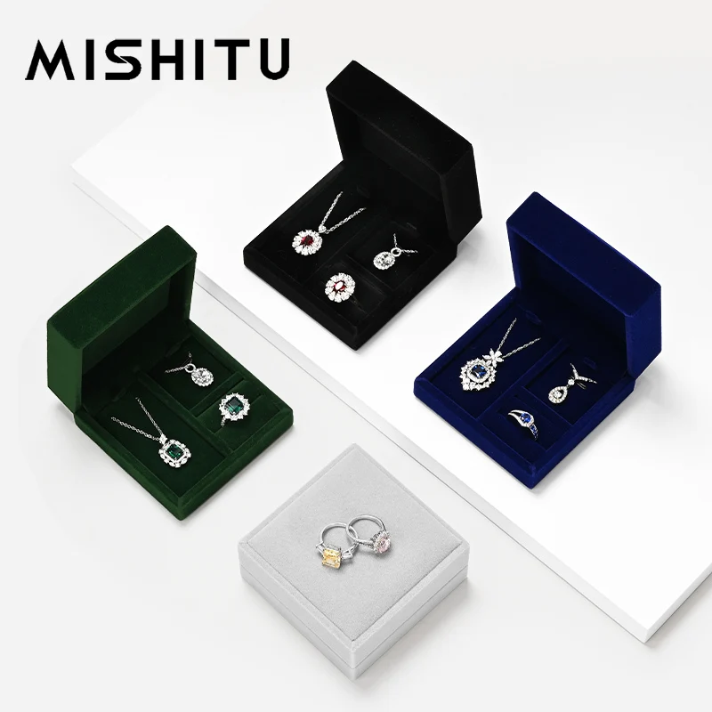 

MISHITU Ring Jewelry Organizer Box Microfiber Necklace Box Display Earring Ring Box Jewelry Storage Display Portable Jewelry Box