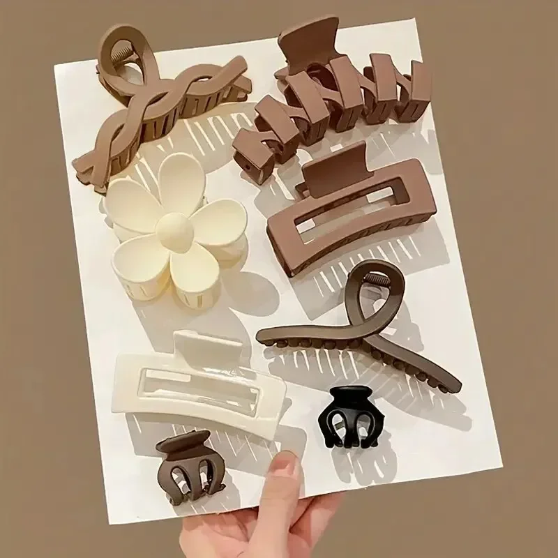 8 ピース/セット大型グラバーサメクリップスクエアクリップ女性の色高ポニーテールグラップルグリッパー強力に髪を修正ファッションアクセサリー