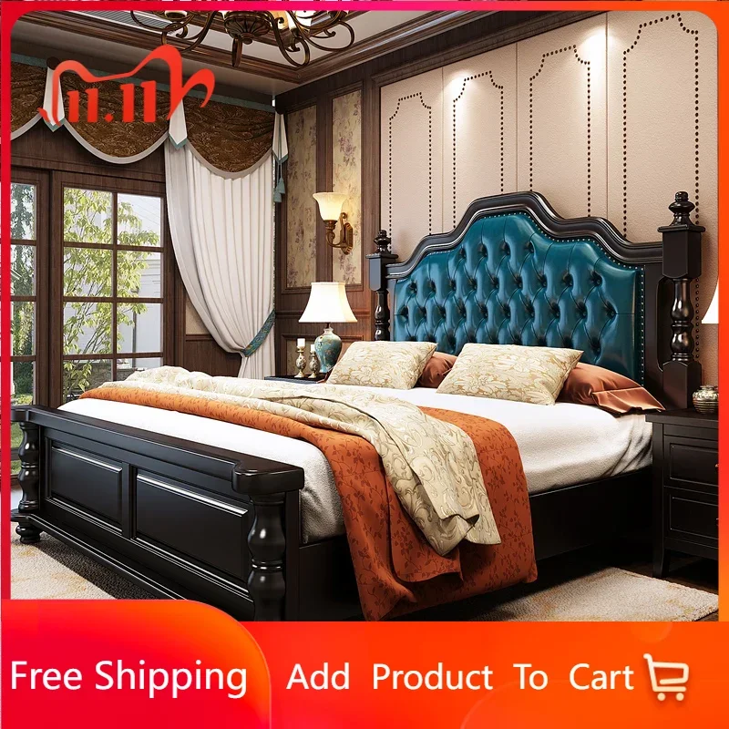 

King Size Double Bed Modern Elegant Luxury Princess Bed Loft Villa Letto Matrimoniale Queen Bedroom Furniture Set