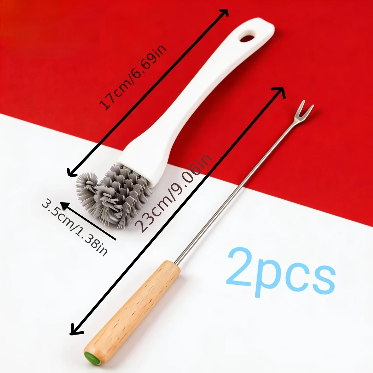 Bird Cage Cleaning Tool 2PCS Set Wire Crevice Brush and 23cm Stainless Steel Poop Fork Scraper for Parrot Hamster Cage