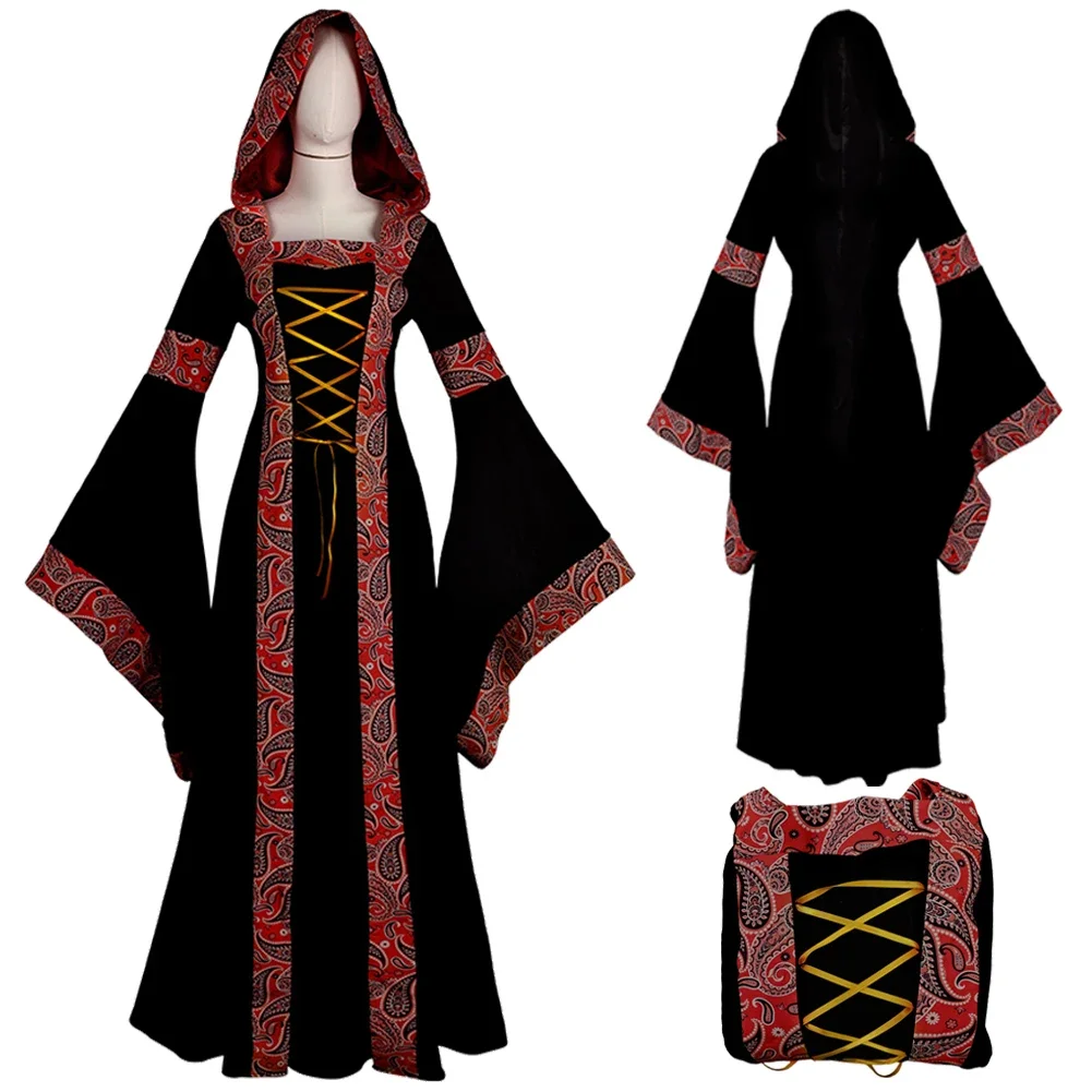 Medieval Vampires Witch Cosplay Fantasy Vintage Velvet Dress Victorian Renaissance Gothic Retro Stage Costume Women Outfits