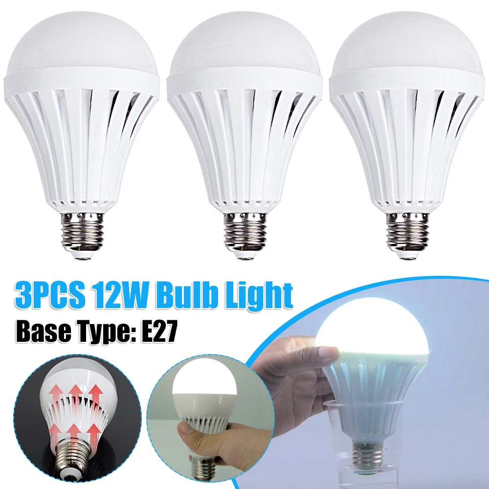 3 قطعة 12 واط E27 قابلة للشحن لمبة الطوارئ LED فانوس التخييم المياه المنشط/اليد E27 شواء مخيم ضوء توفير بيئي #1