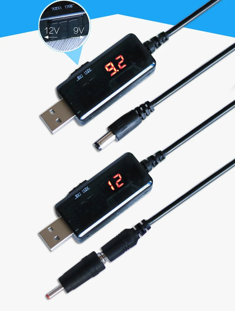 USB Boost Converter DC 5V to 9V 12V USB Step-up Converter Cable 3.5x1.35mm Connecter For Power Supply/Charger/Power Converter