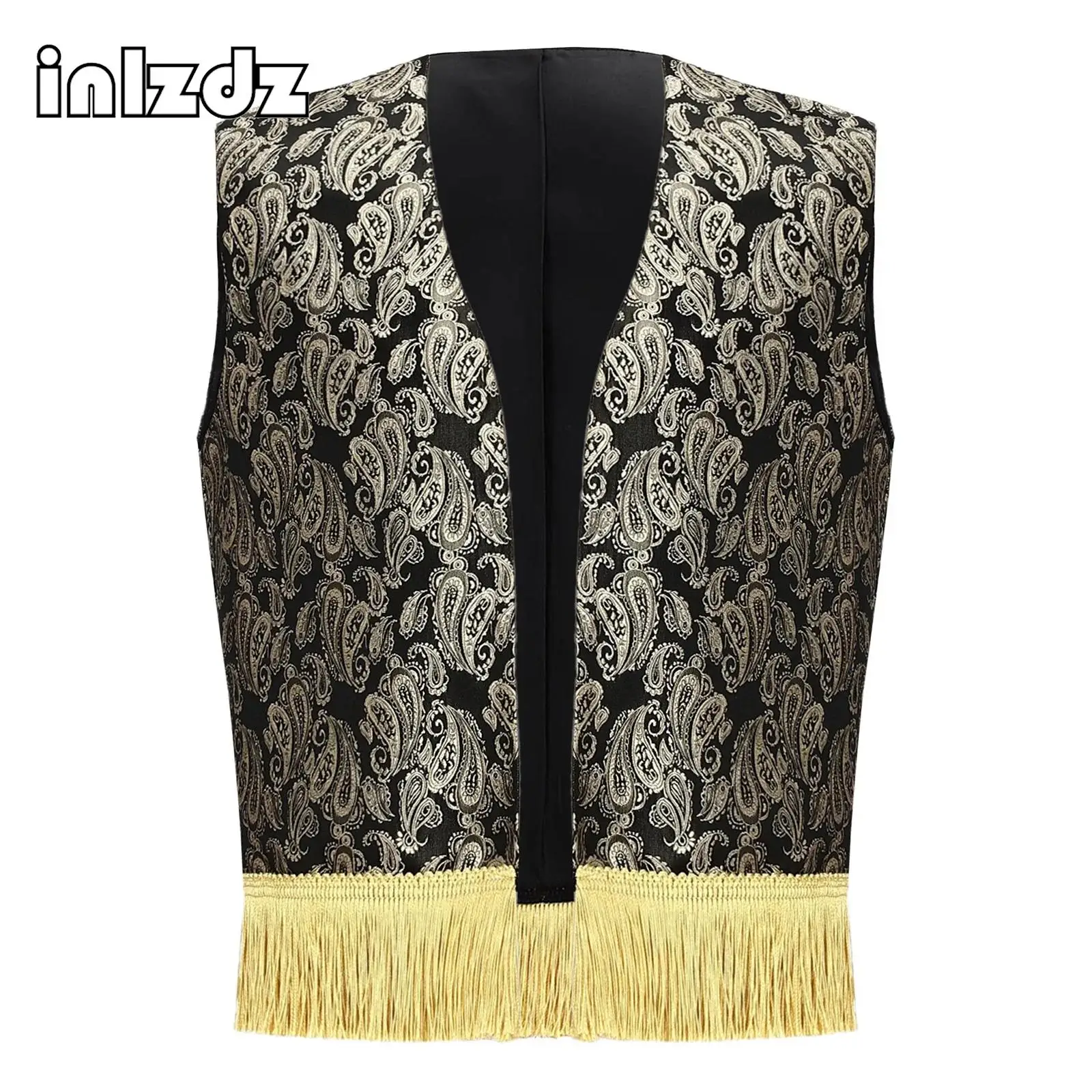 

Boys Arab Prince Cosplay Costumes Open Waistcoat Print Fringed Vest for Halloween Carnival Cosplay Performance Party Dress-up
