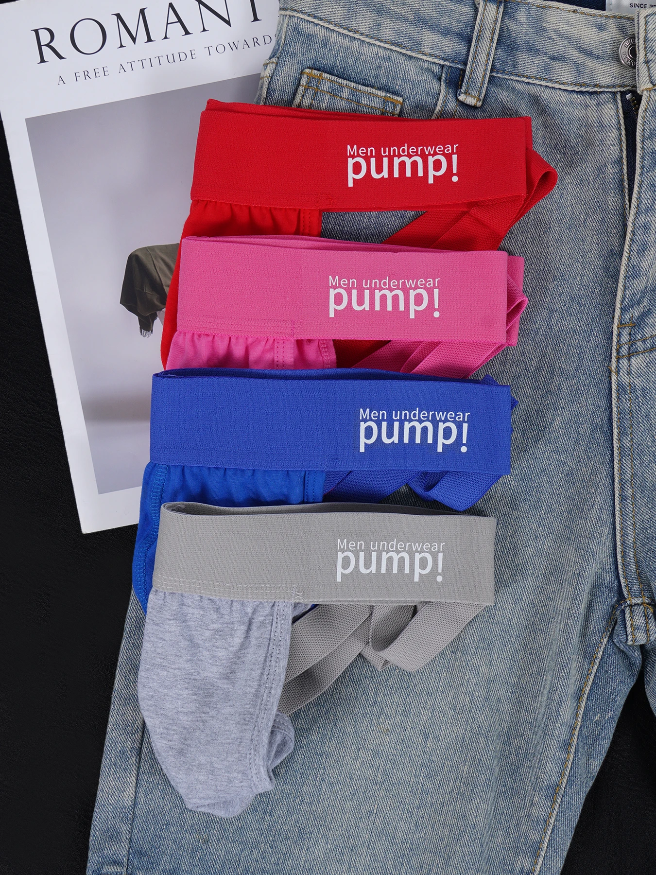 4PCS Men's Pump! Jockstrap Underwear Breathable Cotton Sport Low Rise Briefs