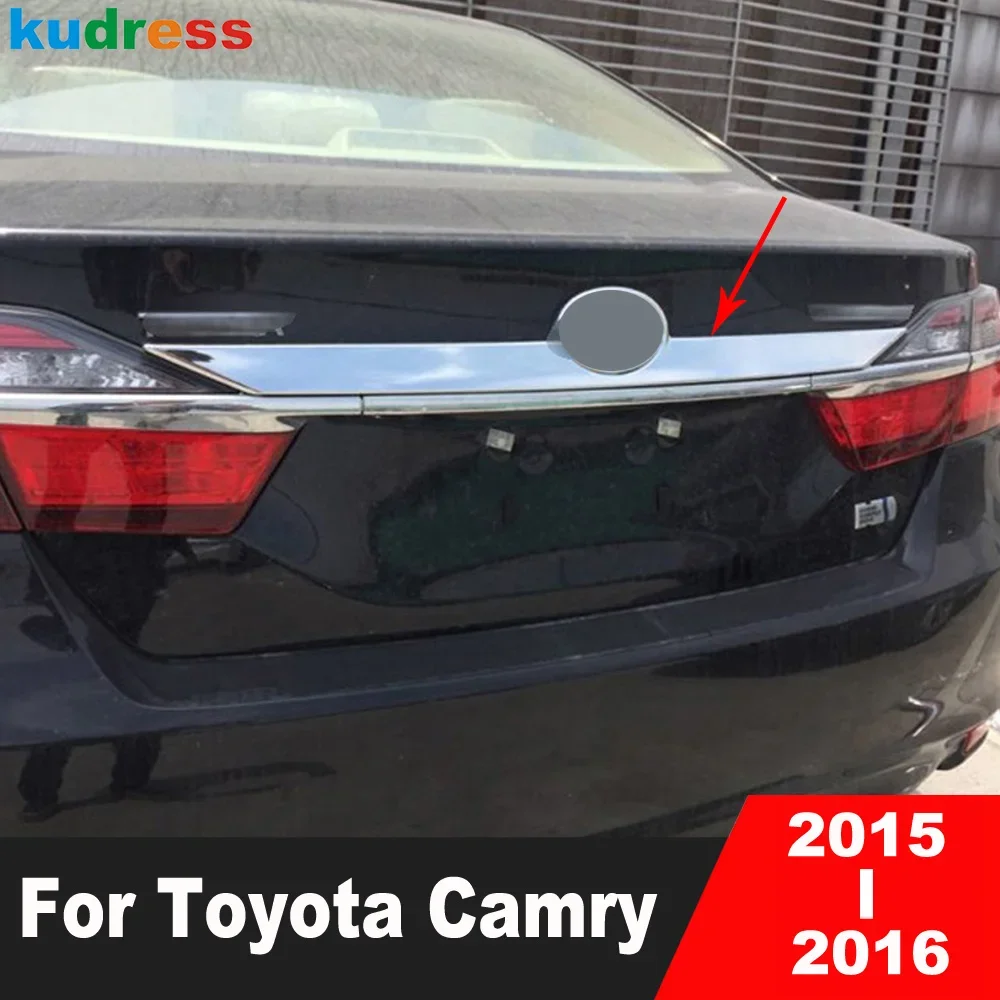 

Задняя крышка багажника, накладка для Toyota Camry 2015 2016, ABS, хромированная накладка на заднюю дверь, декоративная полоса, аксессуары для стайлинга автомобилей