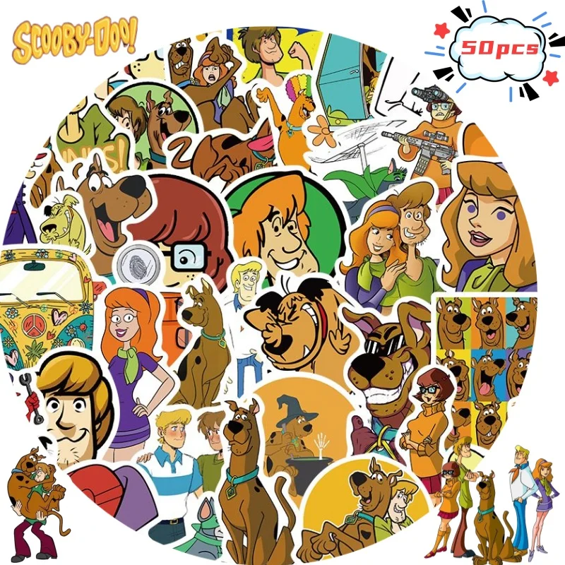 50 pegatinas de Scooby-Doo Fred, personaje de dibujos animados, estilo anime, creativas, kawaii, impermeables, decorativas, regalo para días festivos