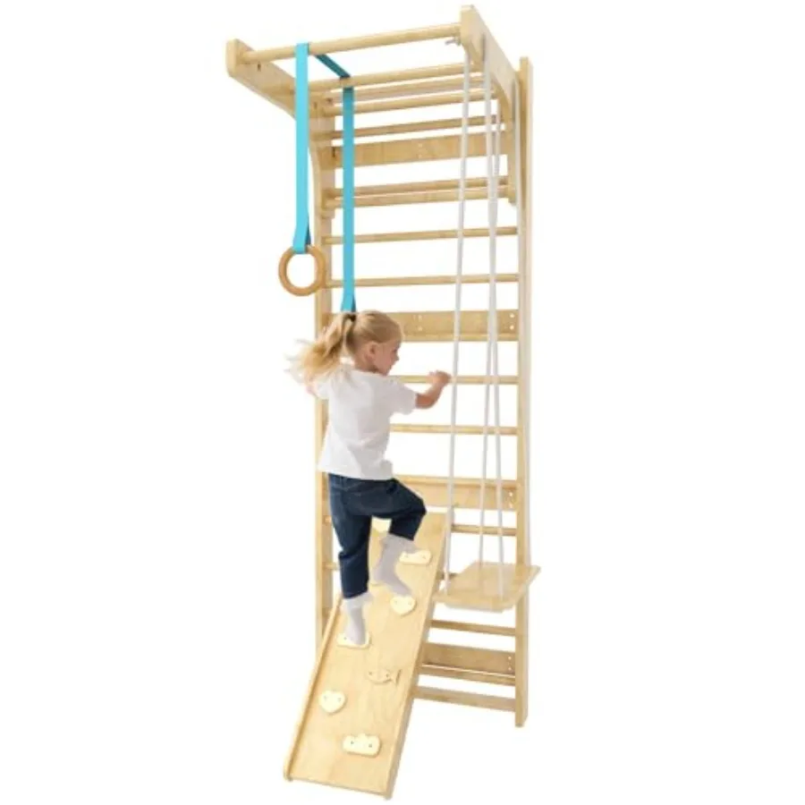 

Многофункциональная шведская стенка 6-в-1 для взрослых: деревянный домашний спортивный комплекс для тренировки силы, растяжки и баланса