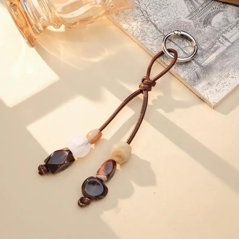1 Stück Handgefertigter Vintage Stein-Pfirsich-Schlüsselanhänger Boho Taschenanhänger Rustikaler Glücksbringer Geschenk Damen Trendiger Schmuck – Detail 2