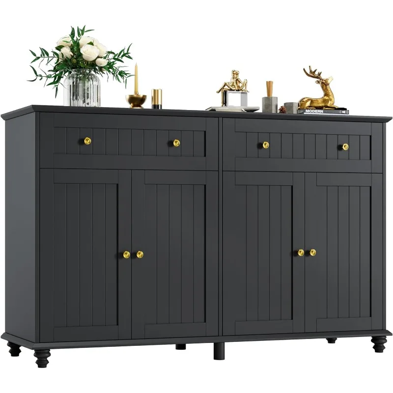 Buffet with Storage, 55.1-Inch Sideboard Buffet, Kitchen Cabinet Display Cabinet with 2 Drawers and 4 Doors