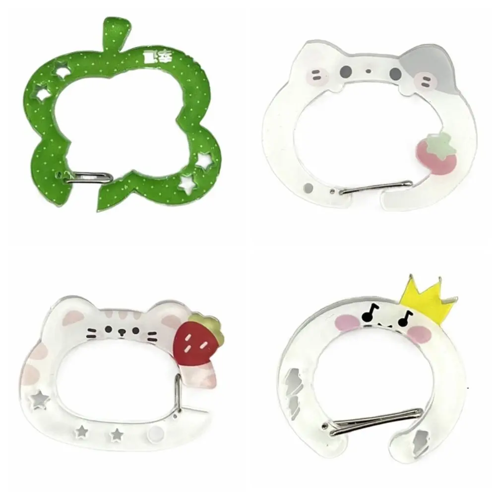 New Cat Shape Carabiner Acrylic Hollow Card Holder Keychain Multipurpose Candy Color Buckle Keychain