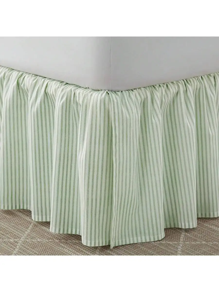 

Cotton Ruffled Bedskirt With Stripes Design For Queen Bed Home Decor