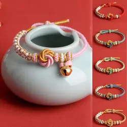 Colorful Handwoven Peach Blossom Concentric Knot Eight Strand Braid Beaded Cord Couple Bracelet DIY Jewelry Accessories Bracelet