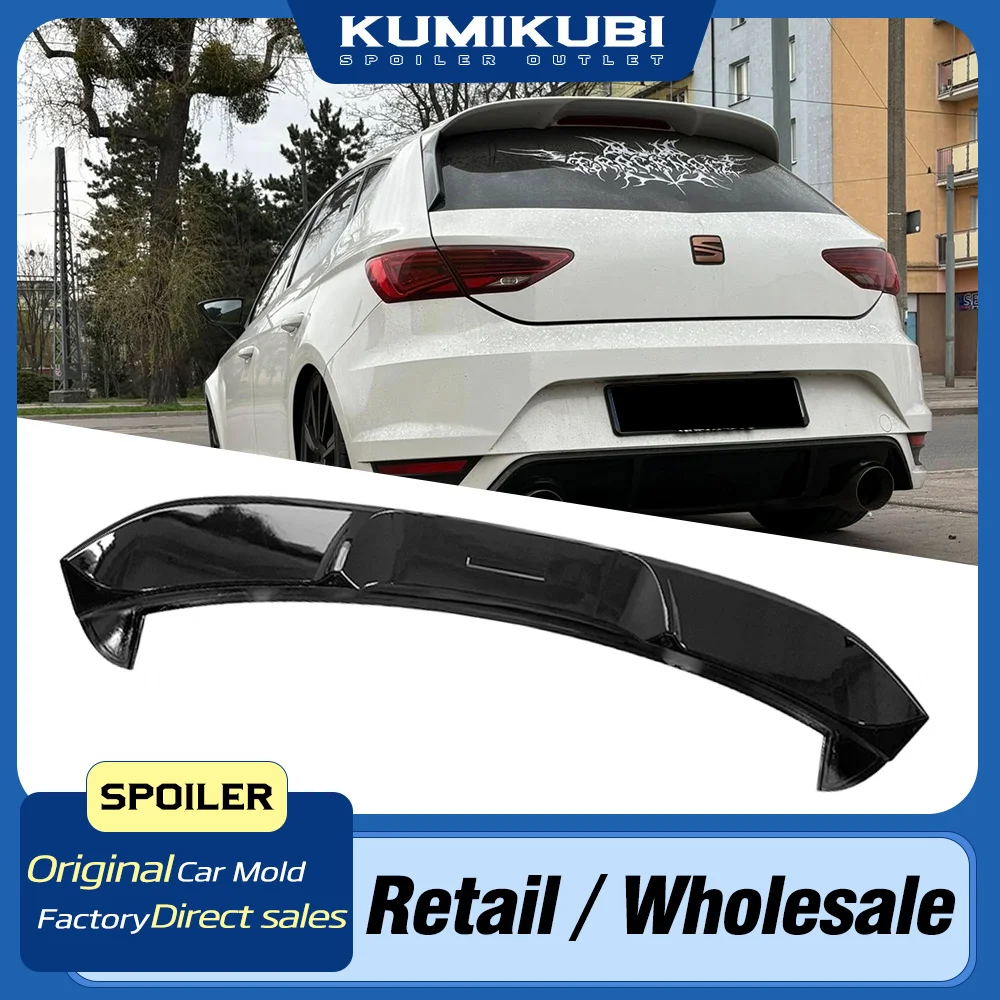 For Seat LEON MK3 5F FR Style Hatchback 5Doors 2012 -2020 ABS Plastic Material Rear Roof Spoiler Lip Trunk Wing Not Fit 3Doors