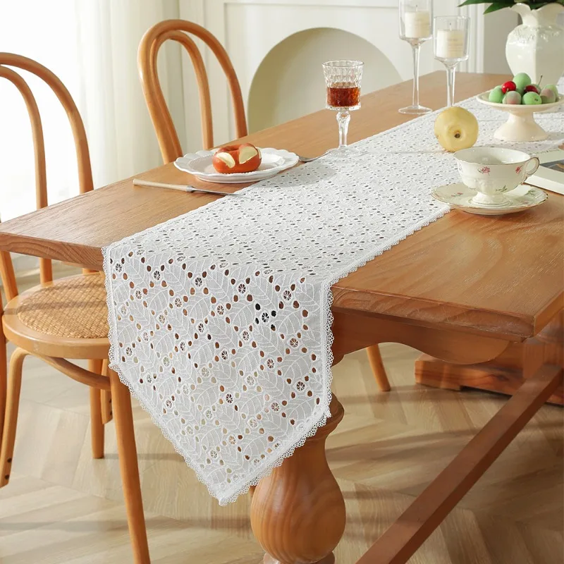 American Table Flag Retro Style Long Tablecloth Tea Table Cover Cloth White High-end Decorative Lace Cloth Home Textile