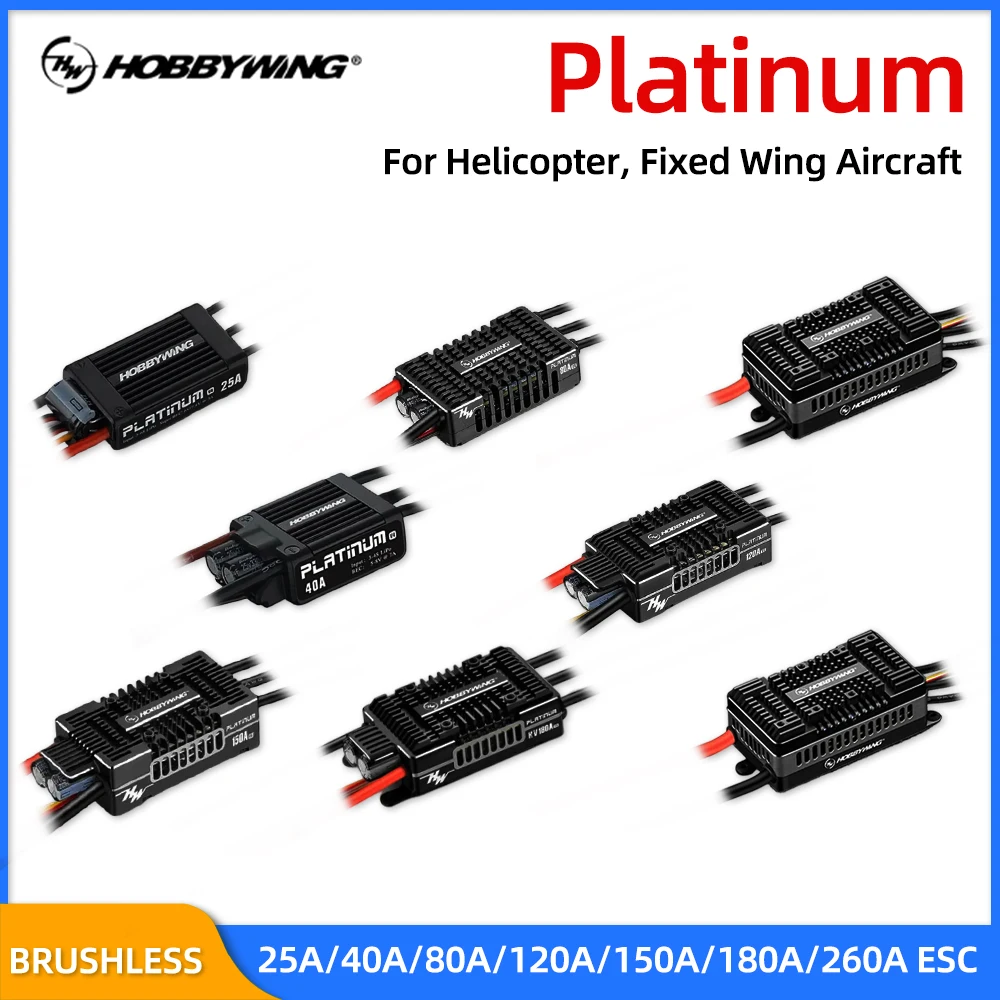 ​ HOBBYWING Brushless ESC Platinum 25A 40A 80A 120A 150A 180A 260A 32-bit Brushless ESC Untuk Helikopter RC Pesawat Terbang Sayap Tetap