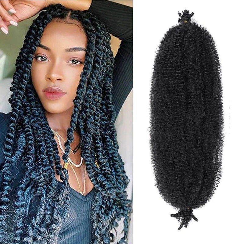 Synthetic Pre-Separated Afro Kinky Twist Crochet Hair Extension 16/24/28Inch Springy Afro Twist Hair For Faux Locs Marley Braids