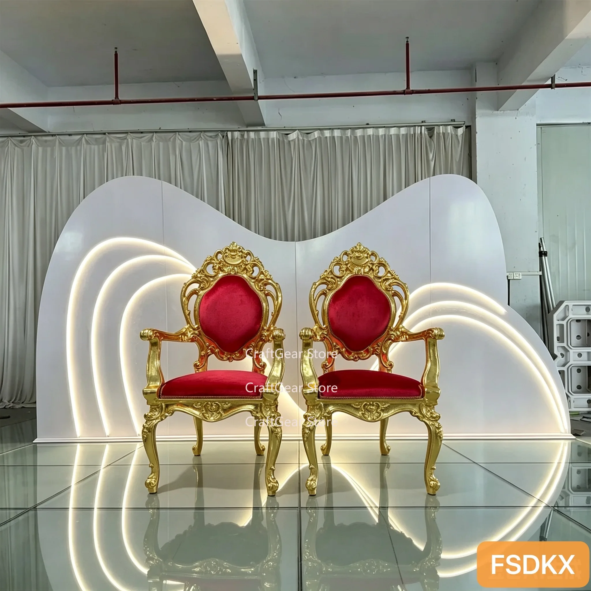 Luxury Wedding Party High Back Bride and Groom Red King Chair