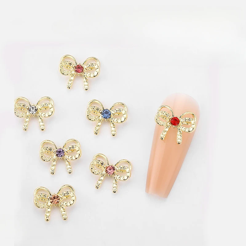 10Pcs Rhinestone Butterfly Nail Art Decoration, 3D Alloy Hollow Nail Art Decor, Shiny Nail Art Crystal Butterfly Decoration