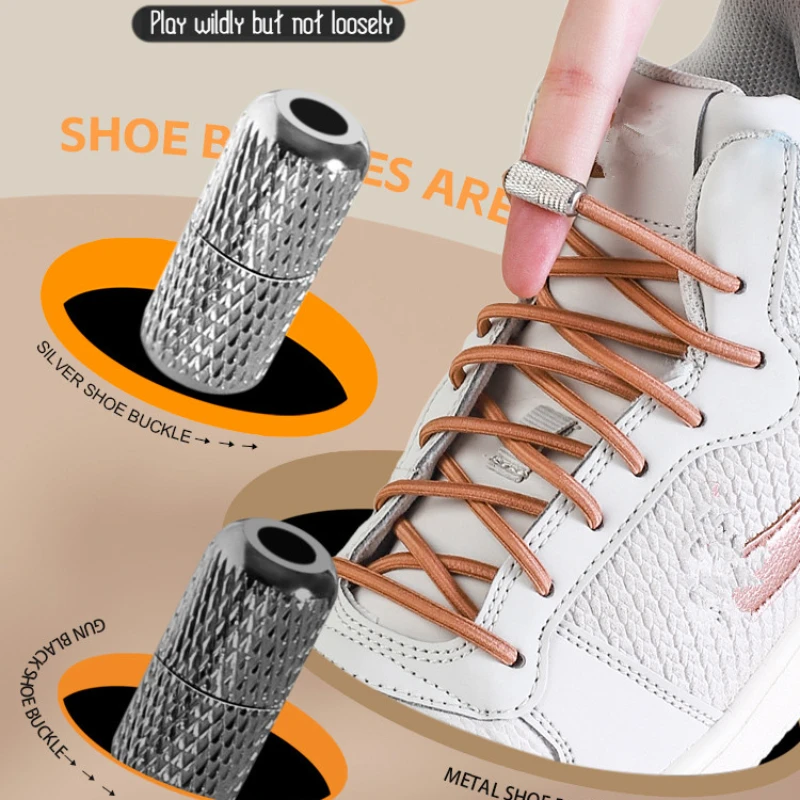 Nuovi lacci elastici Sneakers Lacci per scarpe rotondi da tennis Senza lacci Bambini Adulti No Tie Lacci per scarpe Elastici Accessori per scarpe