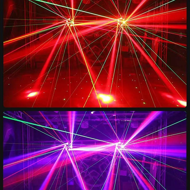 Imagem -04 - Seis Braço Pequeno Diamante Luz de Estágio Cabeça em Movimento Luz de Efeito Barra de Luz Feixe Olho de Abelha Laser Dmx512 Luz Atmosfera 3in 1